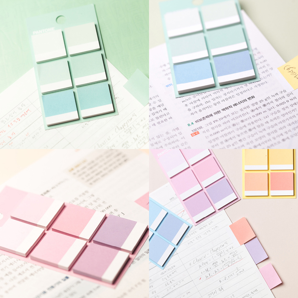 팬톤 6P 점착식 메모지, 인덱스 테크, 접착 메모지 추천, 앙증맞은 메모지, 사무실 메모지, 책갈피 메모지