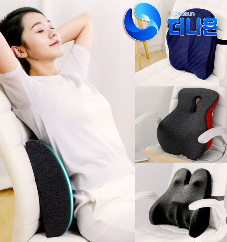 더나은 의자 등받이 쿠션 메모리폼 사무실 허리 허리받침 벨벳 핑크 - 메인 이미지