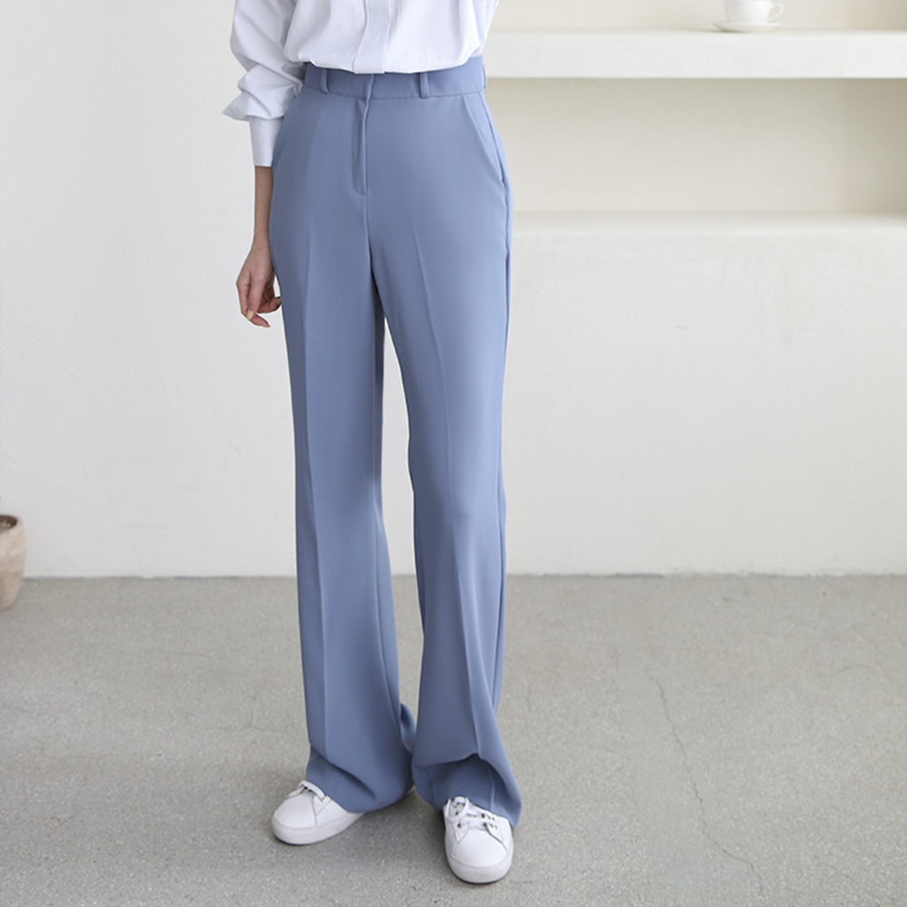 하이웨스트 찰랑 세미 일자 와이드 부츠컷 정장 롱 슬랙스 나팔 팬츠 - 상세 이미지 3