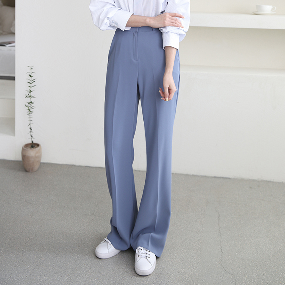 하이웨스트 찰랑 세미 일자 와이드 부츠컷 정장 롱 슬랙스 나팔 팬츠 - 상세 이미지 4