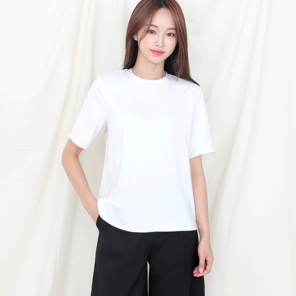 라운드블라우스 반팔블라우스 [찰랑] 이미지 3