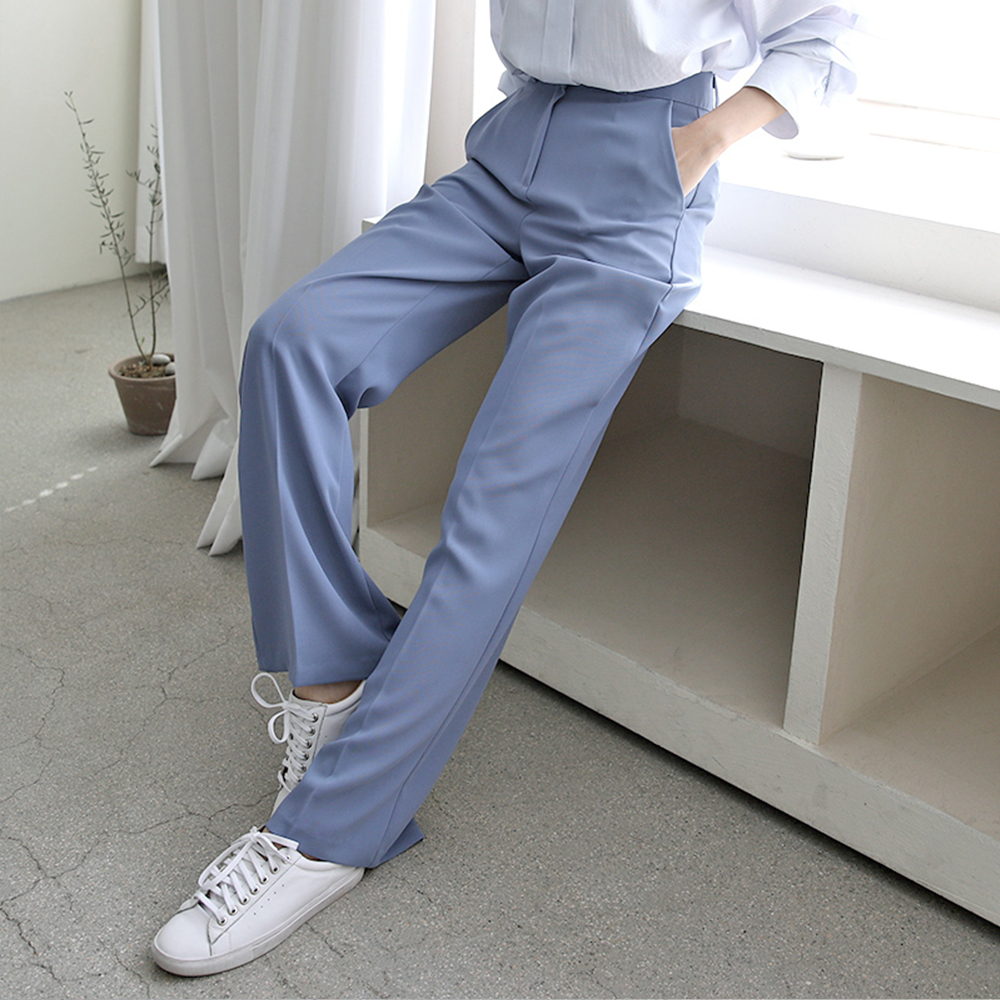 하이웨스트 찰랑 세미 일자 와이드 부츠컷 정장 롱 슬랙스 나팔 팬츠 - 상세 이미지 2