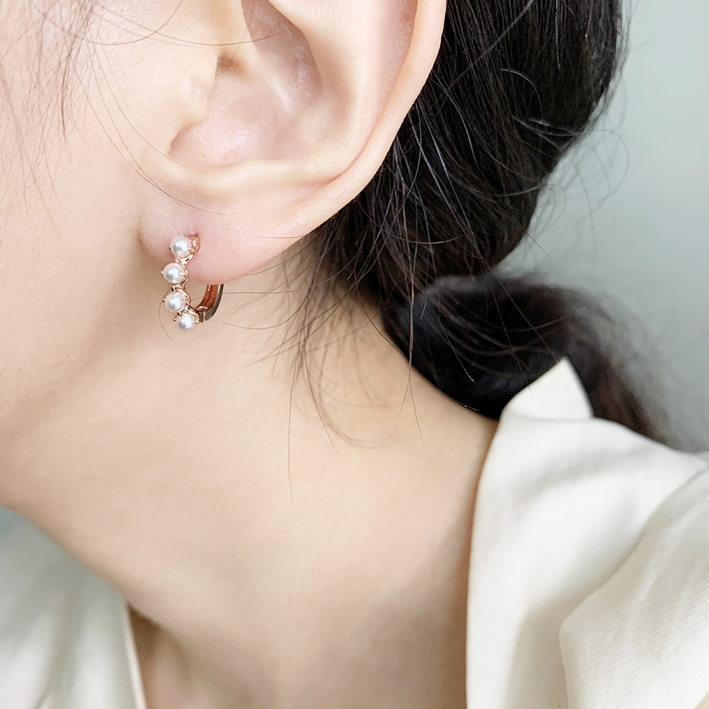 14K 골드핀 진주송송 원터치 링 금침 귀걸이 이미지 7
