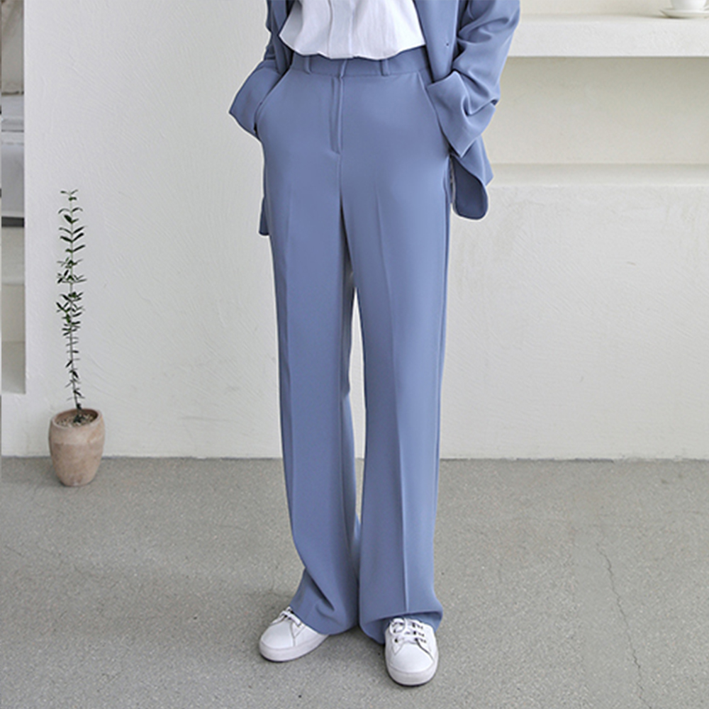 하이웨스트 찰랑 세미 일자 와이드 부츠컷 정장 롱 슬랙스 나팔 팬츠 - 상세 이미지 5