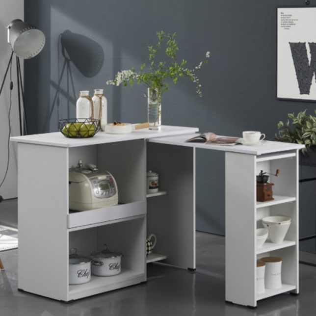 ㄱ자식탁 베이킹 작업대 ㄱ자 아일랜드 식탁 접이식 조리대 홈바 확장형 확장 광파 오븐