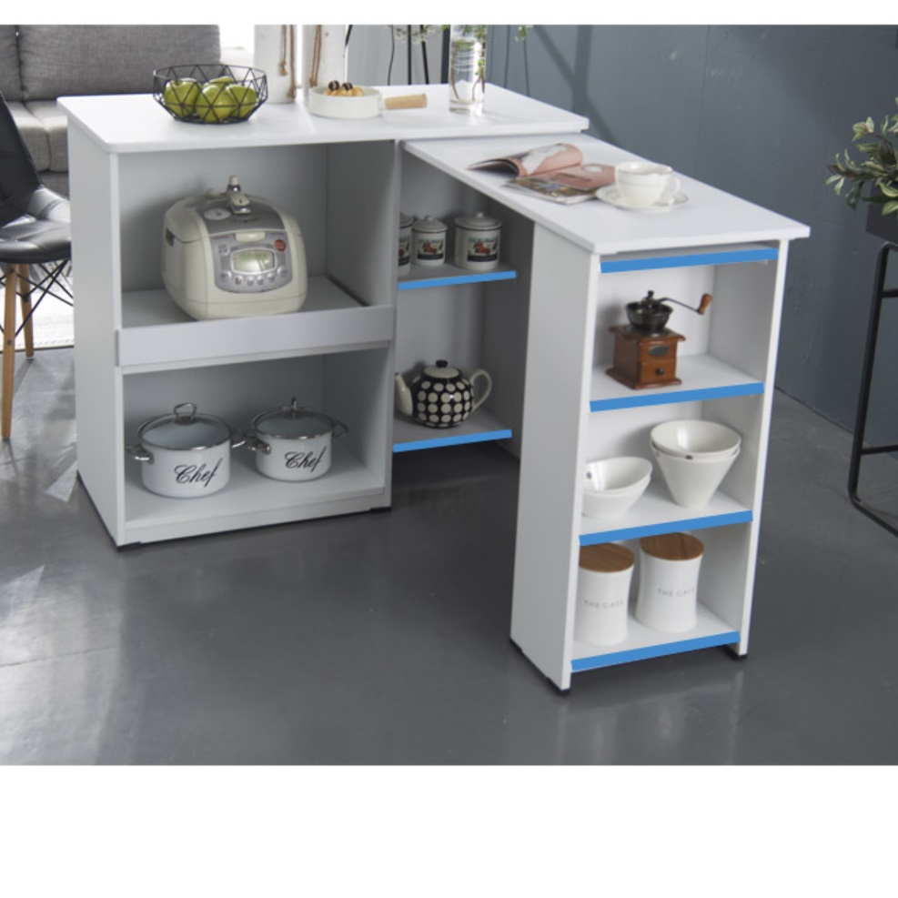 ㄱ자식탁 베이킹 작업대 ㄱ자 아일랜드 식탁 접이식 조리대 홈바 확장형 확장 광파 오븐