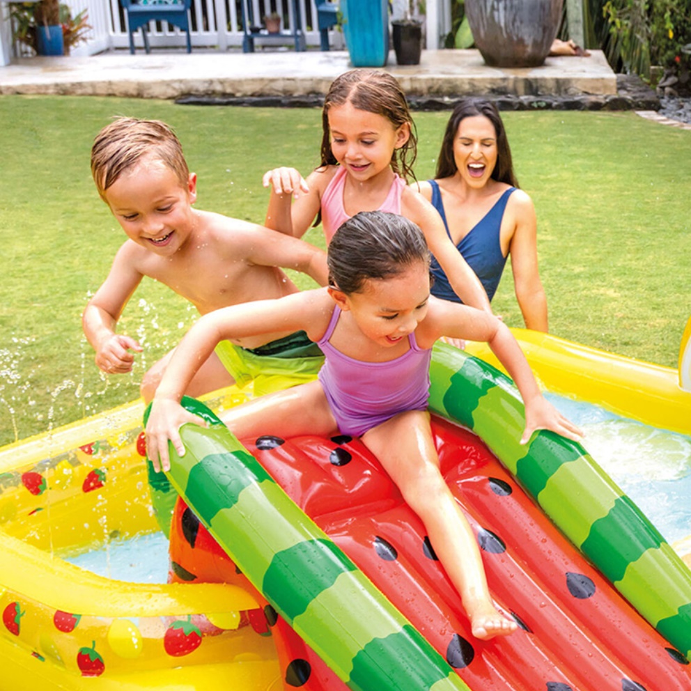 워터슬라이드 수영장 미끄럼틀 풀장 어린이집 물놀이 장 집에서 튜브 개인 사각 프레임 아기