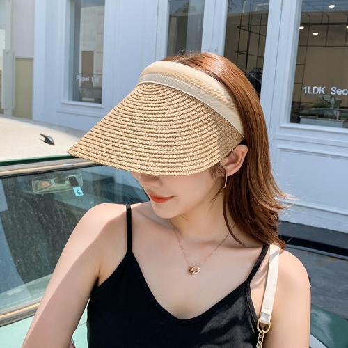 여자 헬렌 라탄 여름 여성 썬캡 밀짚 선캡 햇빛 가림 모자 가리는 창 챙 큰모자 가리개 - 상세 이미지 5