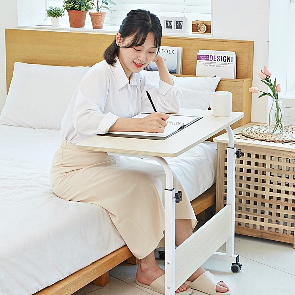 이동식 쇼파 침대용 사이드 테이블 미니 간이 책상 침대 위 높낮이조절 보조 60x40