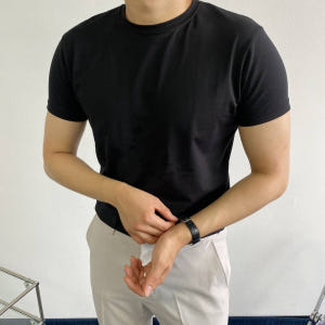 마른근육을위한 남자머슬핏반팔 목안늘어나는티 안비치는 비침없는 흰티 어깨넓... 착용 후기 | 사이즈/핏 총정리 - 상품 이미지 4