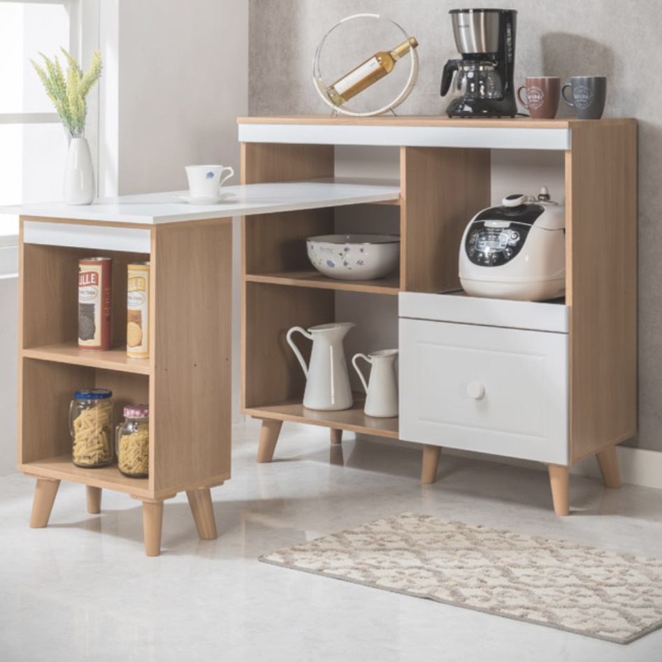 주방 아일랜드장 좁은집 ㄱ자 아일랜드 식탁 홈바 확장형 테이블 확장 간이 조리대 광파오븐