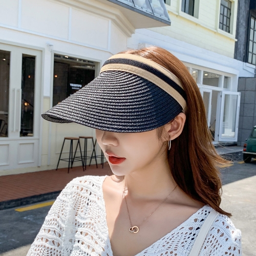 여자 헬렌 라탄 여름 여성 썬캡 밀짚 선캡 햇빛 가림 모자 가리는 창 챙 큰모자 가리개 - 상세 이미지 4