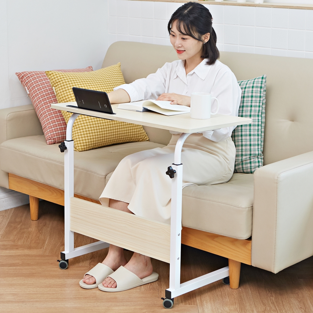 높이조절 이동식 간이 쇼파 테이블 침대용 미니 책상 높낮이조절 침대 위 보조 슬롯 60x40