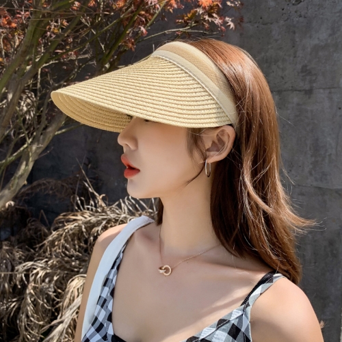 여자 헬렌 라탄 여름 여성 썬캡 밀짚 선캡 햇빛 가림 모자 가리는 창 챙 큰모자 가리개 - 상세 이미지 3