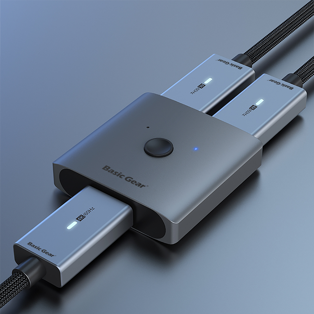 베이직기어 HDMI 2:1 셀렉터 4K 60hz 분배기 양방향 스위치 선택기