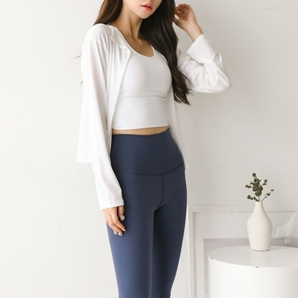 로라벨 심플 가디건 롱 숏 필라테스복 요가 힙 커버업 탑 옷 폴웨어 여성 운동복 티 - 상품 이미지
