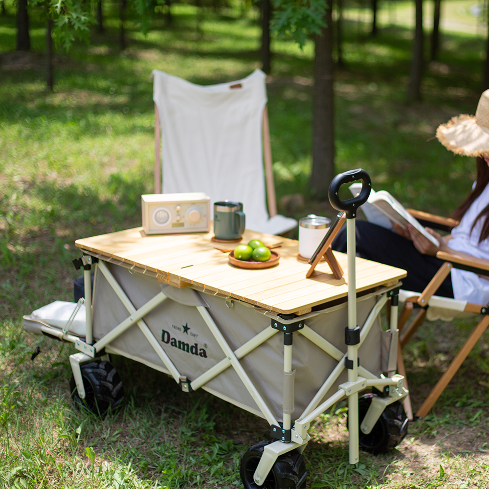 담다 웨건상판 접이식 철제 롤상판 폴딩 캐리어 수레 테이블 감성 피크닉