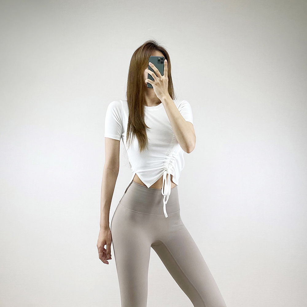 셔링 크롭 반팔 티셔츠 필라테스 운동복 요가복 필라테스복 상의 - 상세 이미지 3
