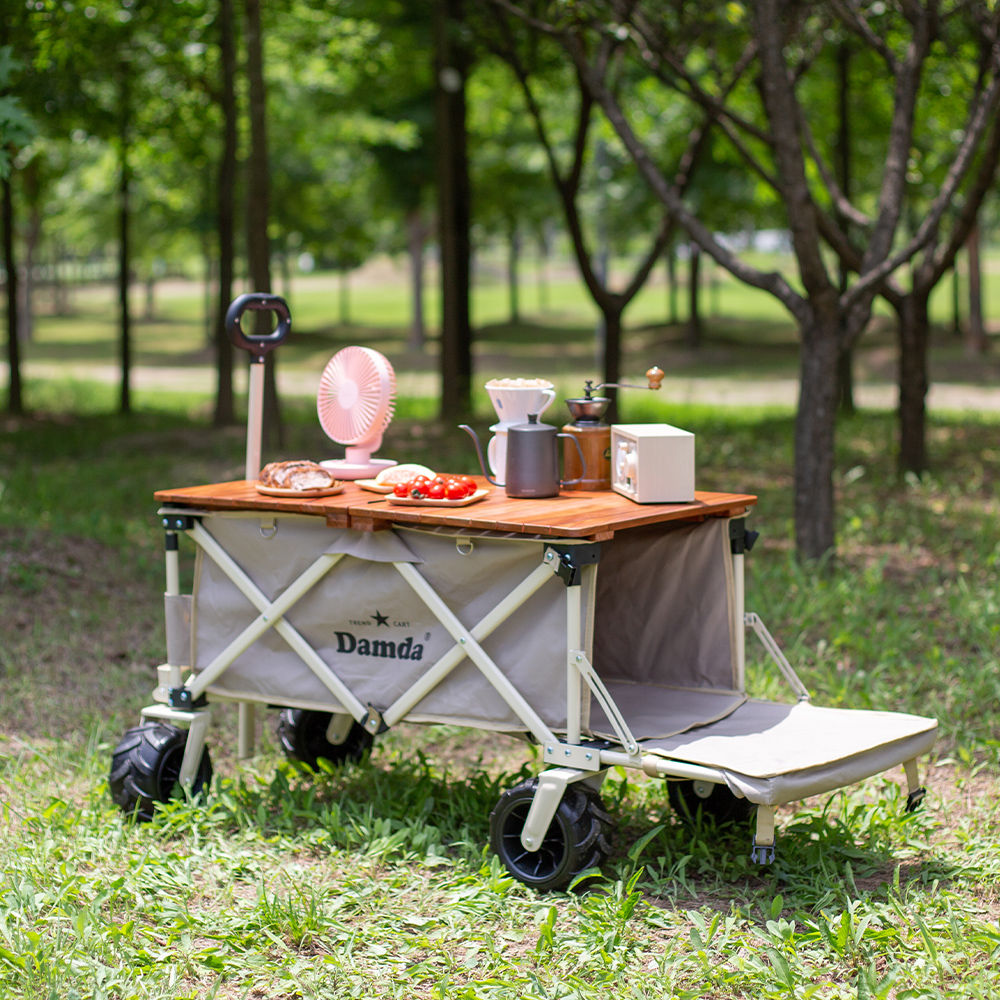 담다 웨건상판 접이식 철제 롤상판 폴딩 캐리어 수레 테이블 감성 피크닉