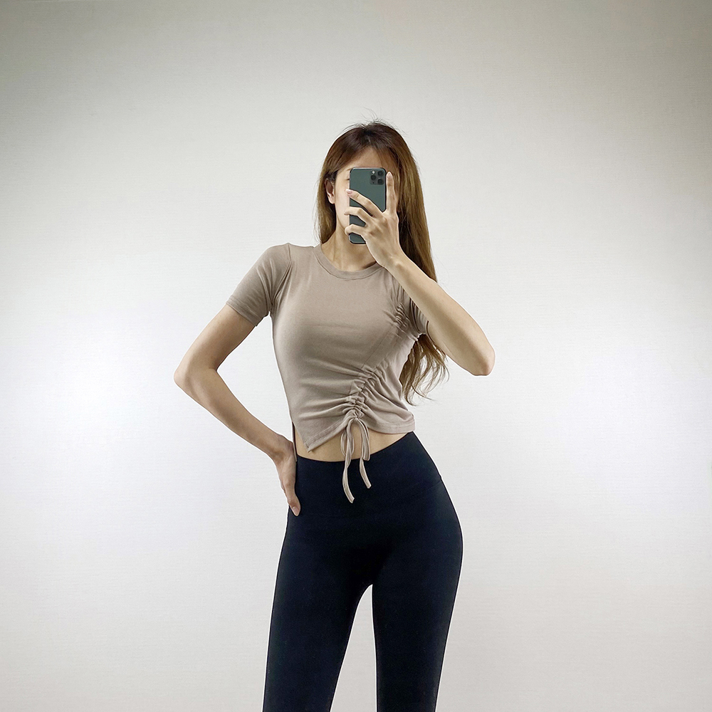 셔링 크롭 반팔 티셔츠 필라테스 운동복 요가복 필라테스복 상의 이미지 6