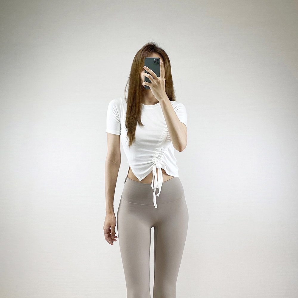 셔링 크롭 반팔 티셔츠 필라테스 운동복 요가복 필라테스복 상의 - 상세 이미지 2