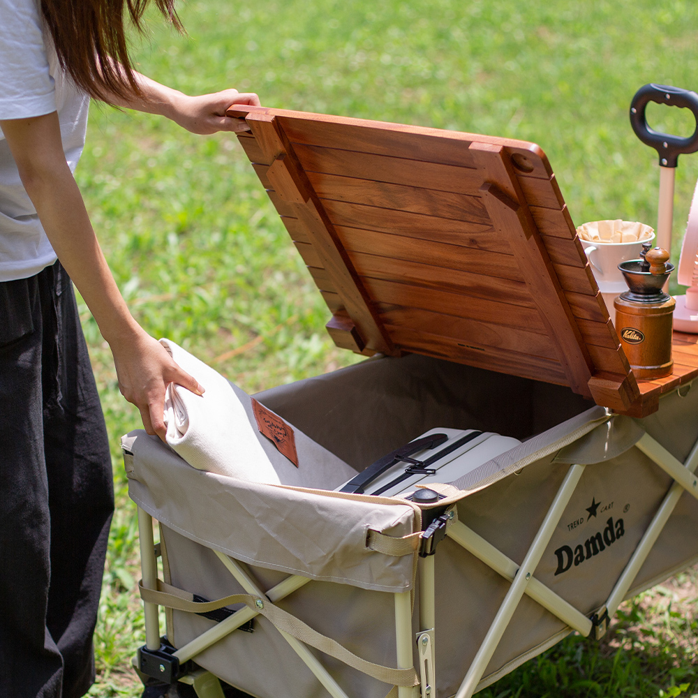 담다 웨건상판 접이식 철제 롤상판 폴딩 캐리어 수레 테이블 감성 피크닉