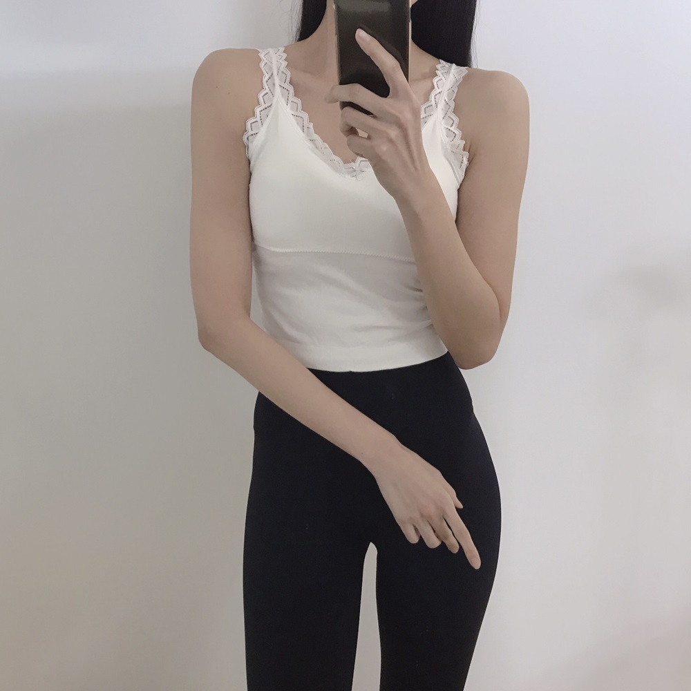 로라벨 레이스 노와이어 요가 브라탑 필라테스복 요가복 커버업 상의 필라테스옷 크롭 탑 - 상품 이미지