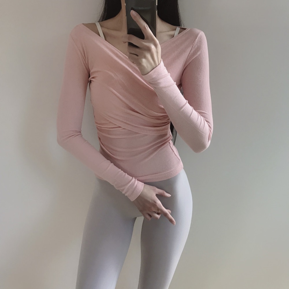 로라벨 메쉬 노크롭 여성 필라테스 복 요가 커버업 탑 옷 운동복 티 예쁜 헬스 복장 상의 - 상세 이미지 5