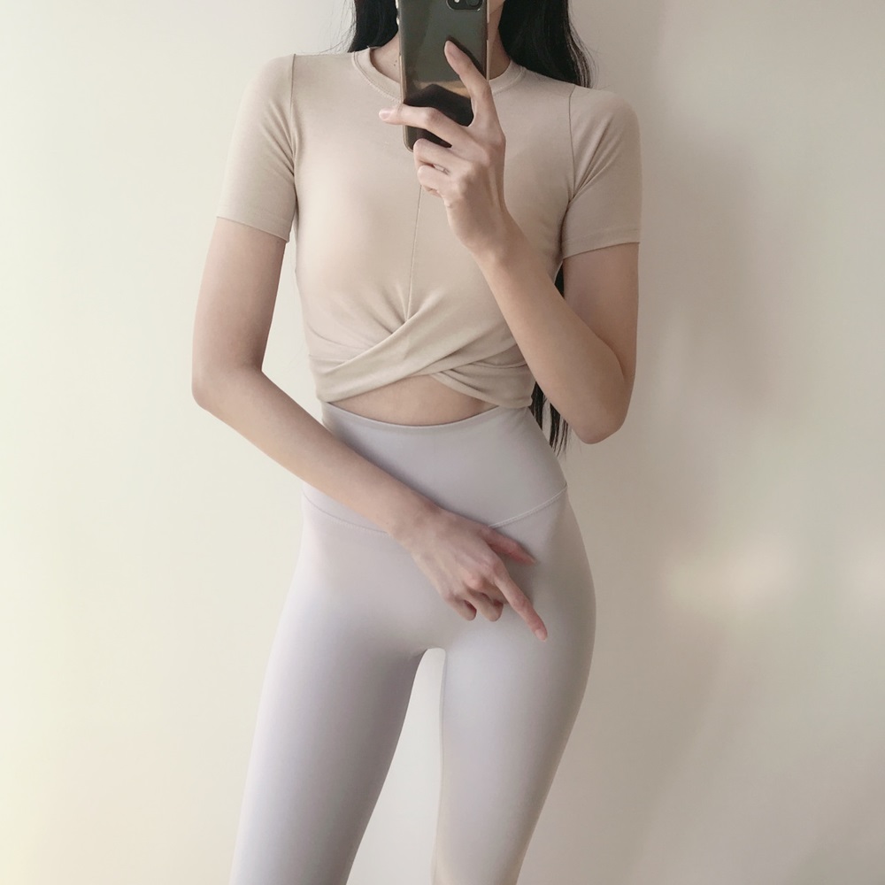 로라벨 베리 반팔 필라테스복 요가 커버업 크롭 탑 옷 운동복 숏 티 여성 복장 헬스 상의 - 상세 이미지 2