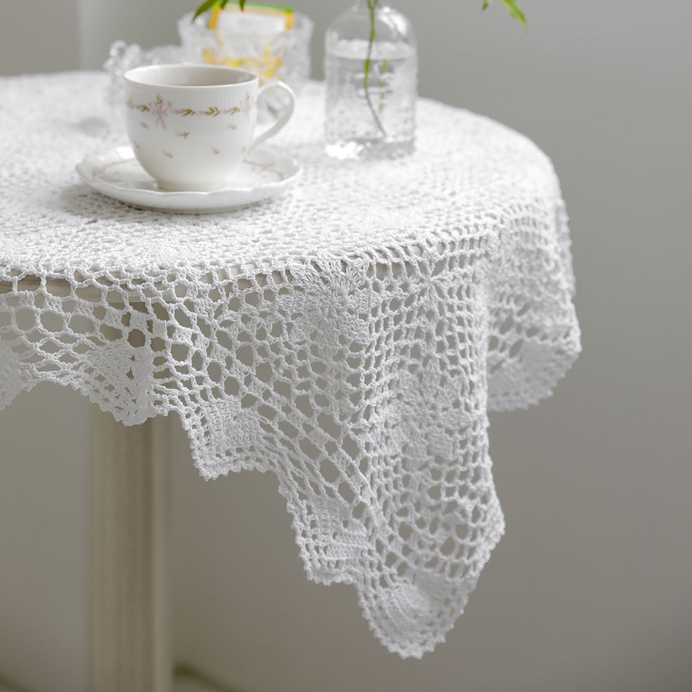카멜리 크로쉐 뜨개 레이스 다용도 매트 받침 덮개 테이블보 S