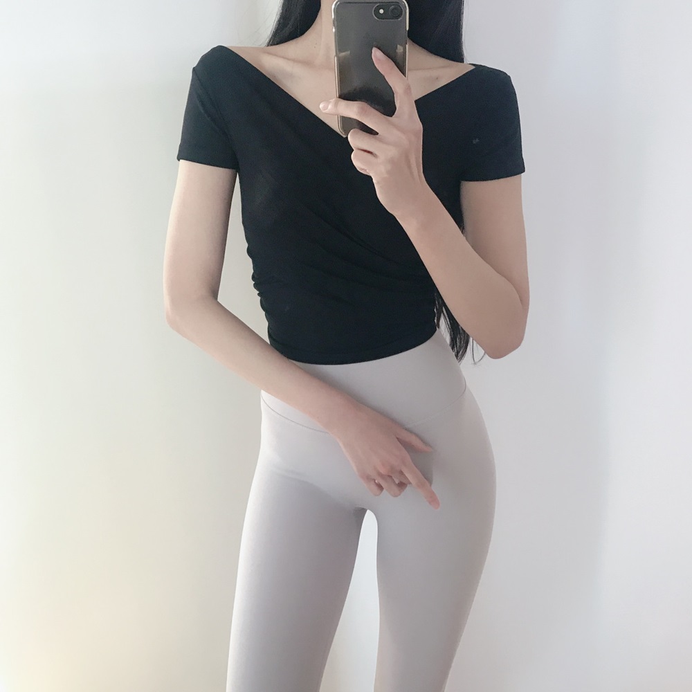 로라벨 메쉬 반팔 여성 필라테스 복 요가 커버업 크롭 탑 옷 운동복 티 예쁜 복장 상의 - 상세 이미지 5
