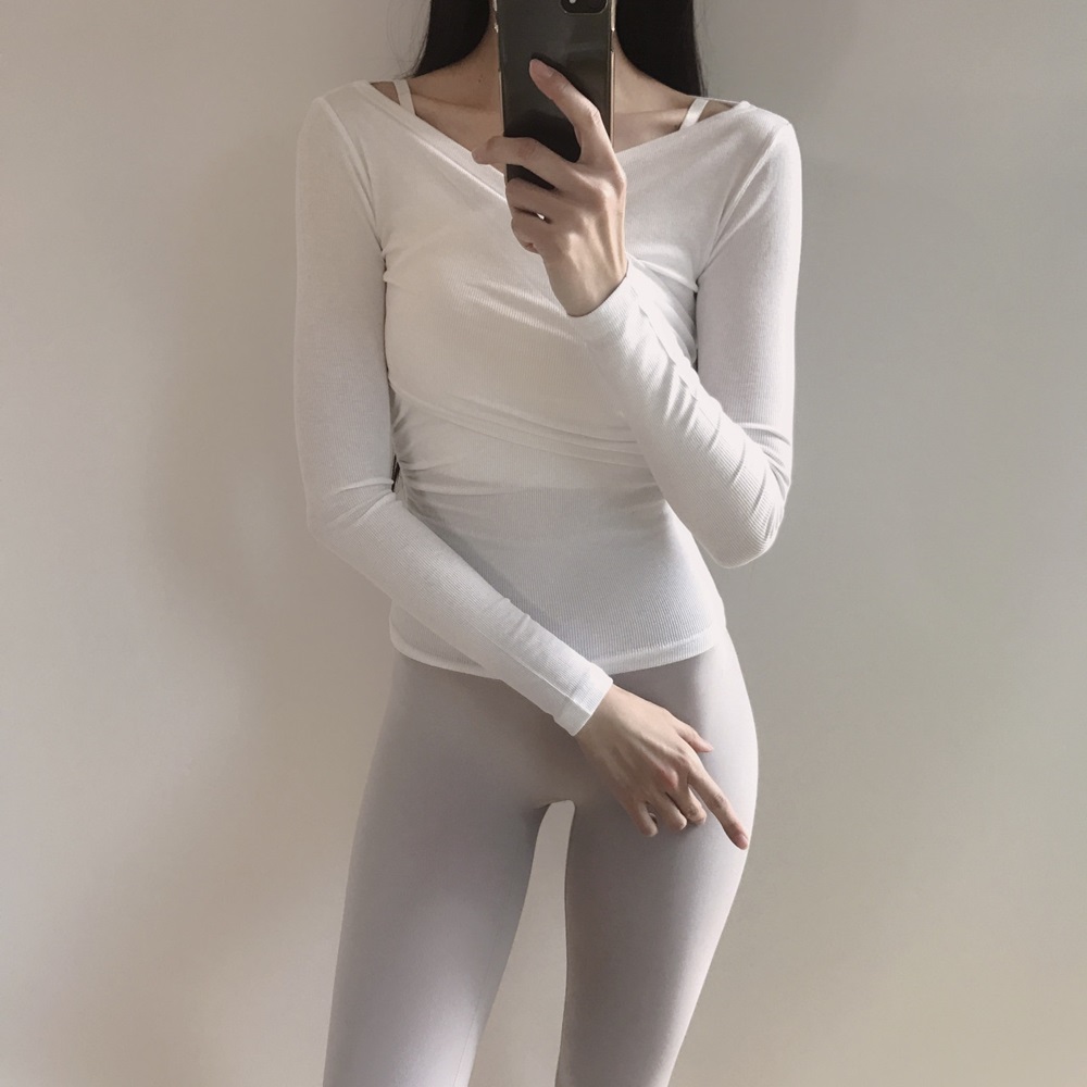 로라벨 메쉬 노크롭 여성 필라테스 복 요가 커버업 탑 옷 운동복 티 예쁜 헬스 복장 상의 - 상세 이미지 2