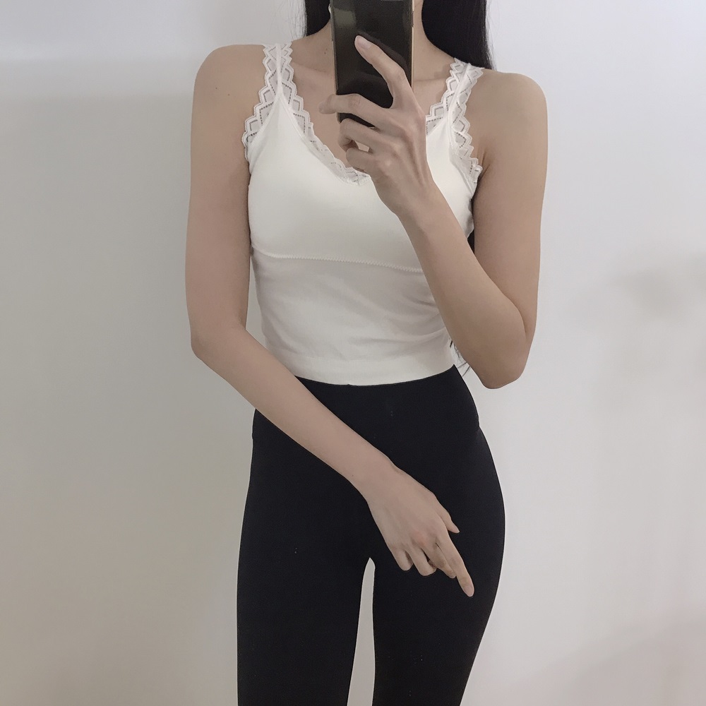 로라벨 레이스 노와이어 요가 브라탑 필라테스복 요가복 커버업 상의 필라테스옷 크롭 탑 - 상세 이미지 2
