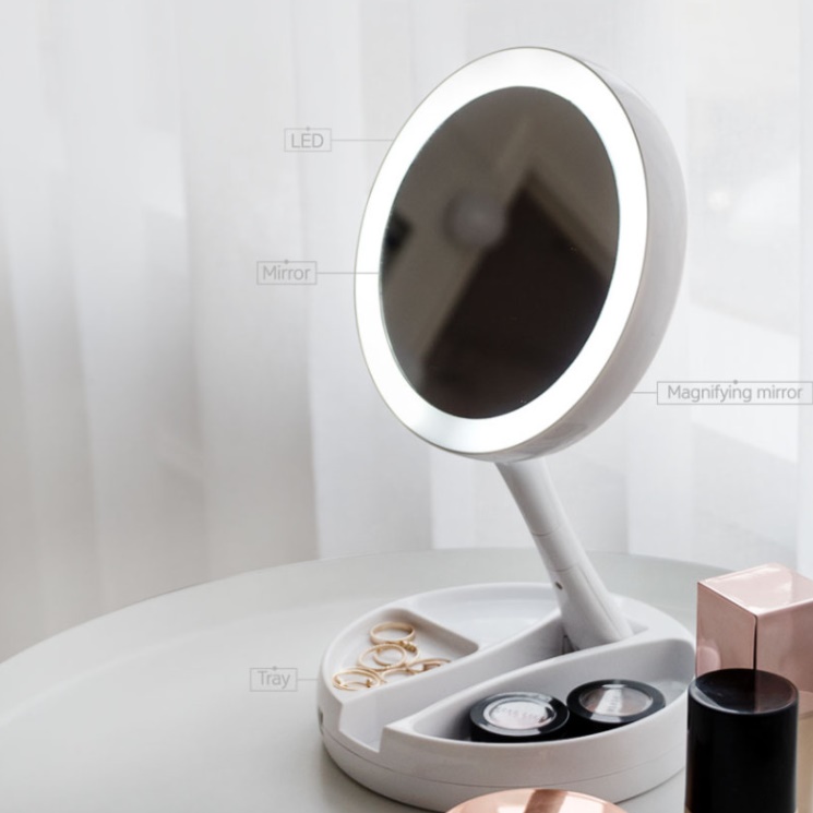 LED 확대 거울 접는 거울 화장대 폴딩 조명 화장 거울 이미지 7