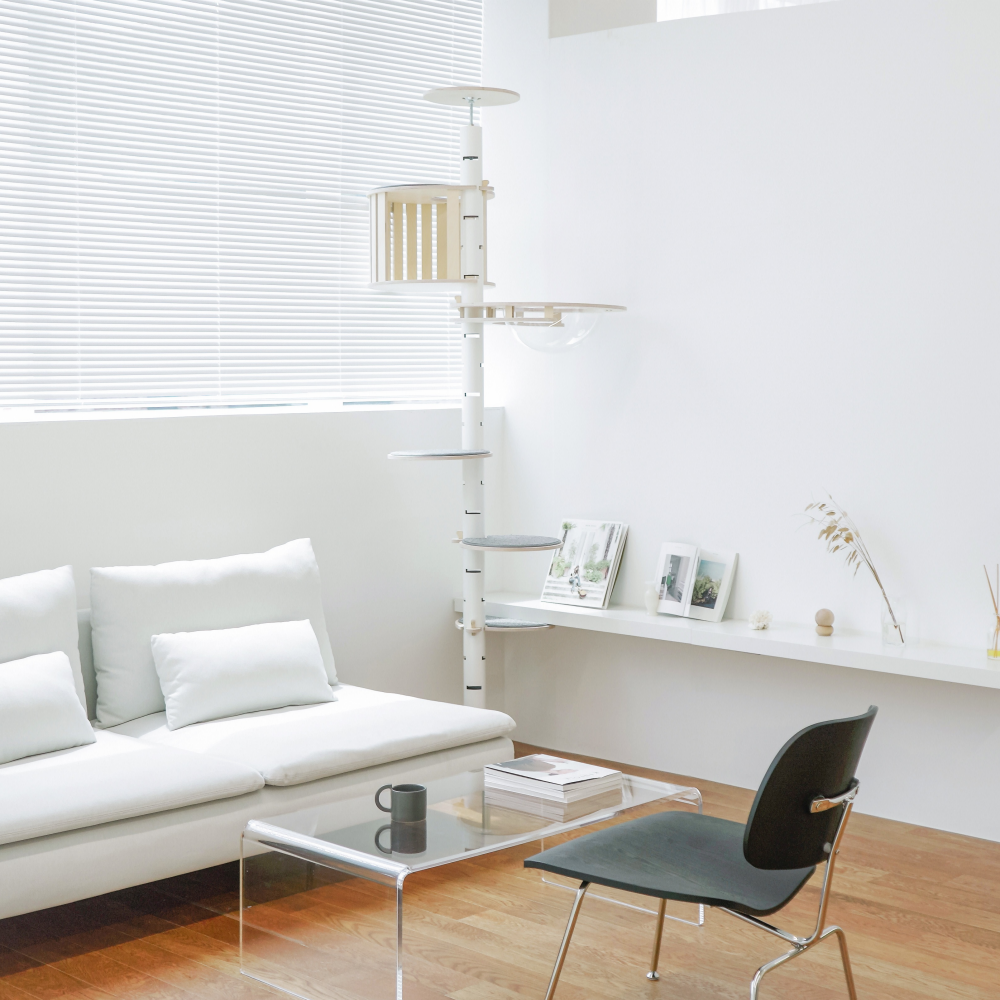 캣돌 고양이 파스텔 스틸 화이트 먼치킨 원목 캣폴 캣타워