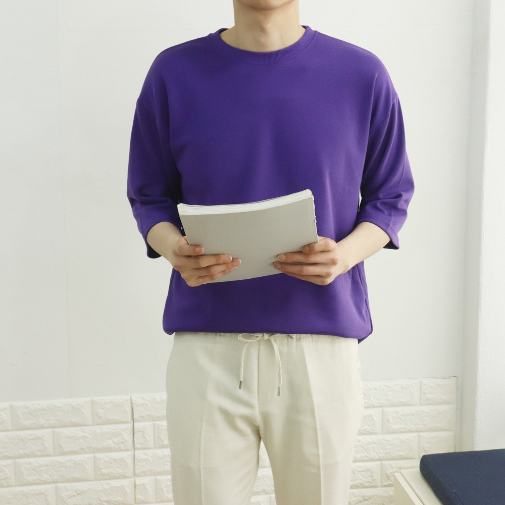 남자7부티셔츠 빅사이즈 커플 오버핏 남성반팔티셔츠 이미지 2