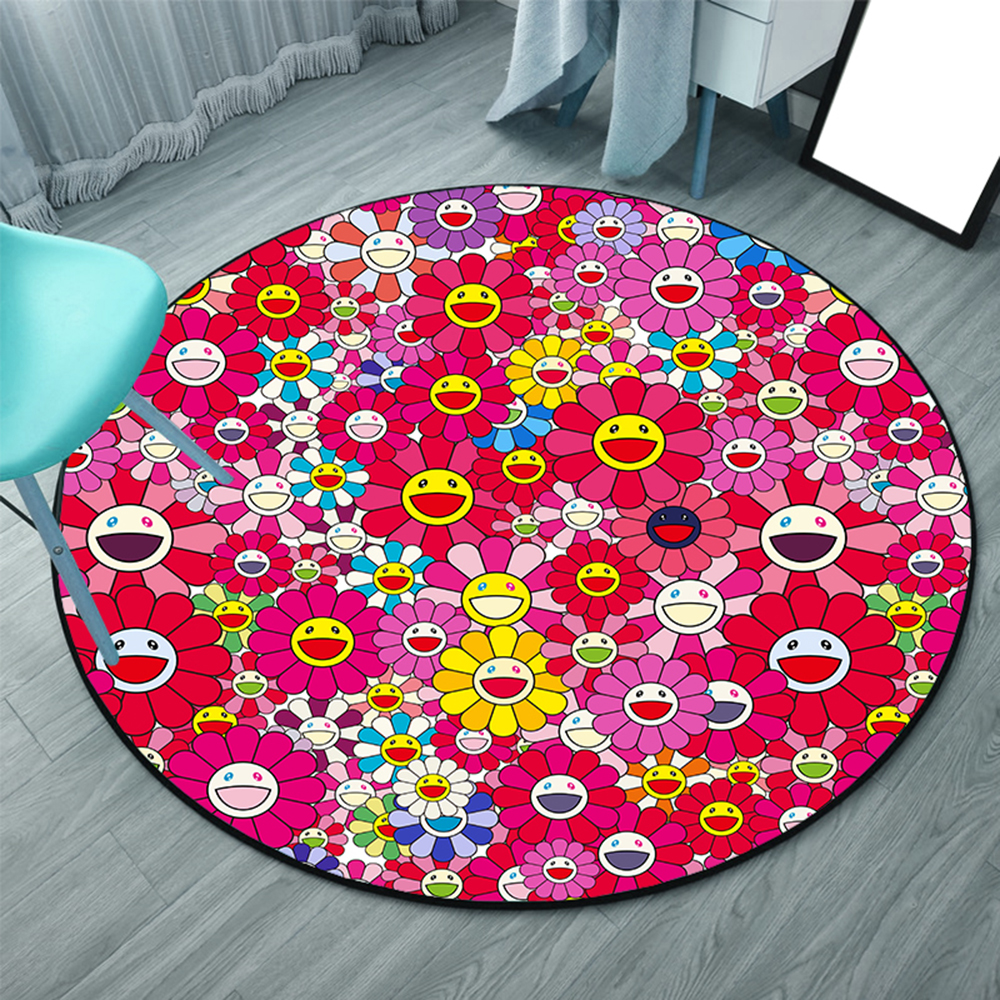 거실용 러그 카페트 무라카미다카시 카이카이 플라워 꽃 A 80cm 이미지 6