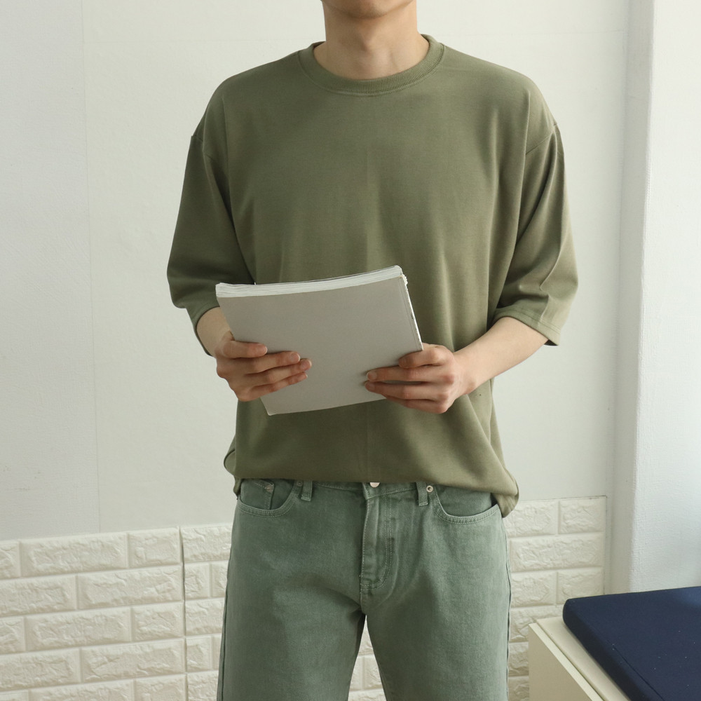 남자7부티셔츠 빅사이즈 커플 오버핏 남성반팔티셔츠 이미지 4