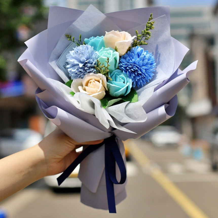 토퍼 비누꽃다발 졸업식 프로포즈 드라이플라워 프리저브드 시들지않는꽃 여자친구 꽃 선물