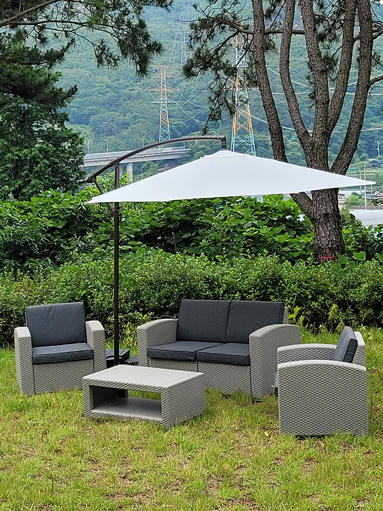 코쿤 화이트 4인 카페야외테이블 세트