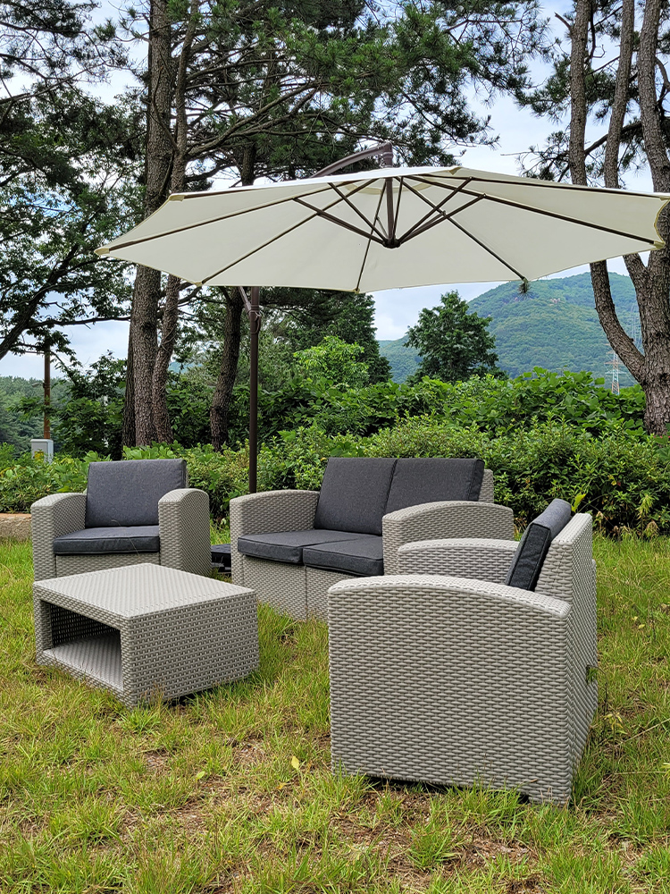 코쿤 화이트 4인 카페야외테이블 세트