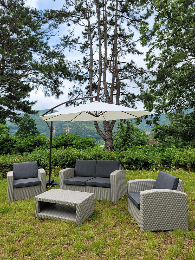 코쿤 화이트 4인 카페야외테이블 세트