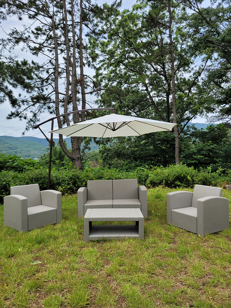 코쿤 화이트 4인 카페야외테이블 세트