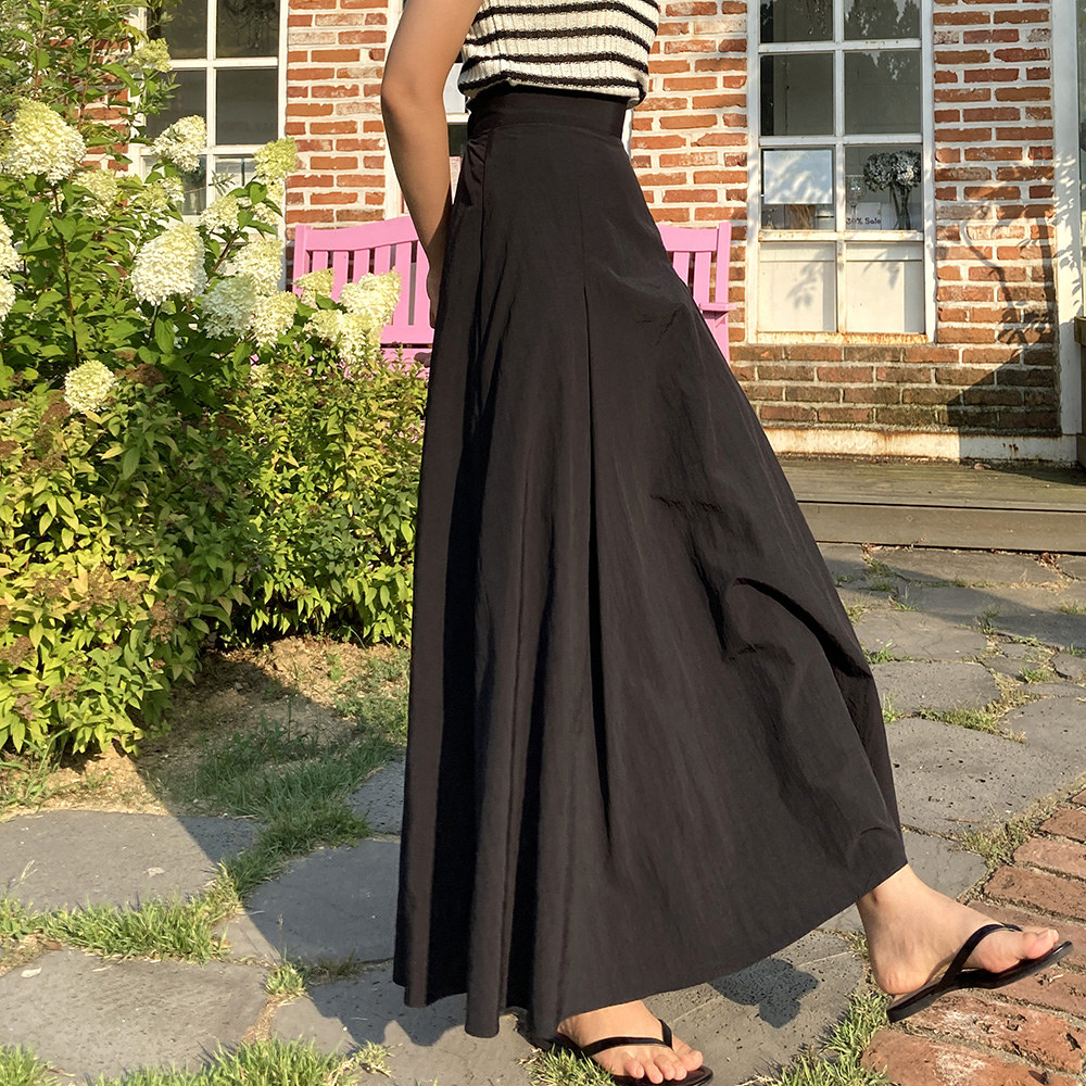 13컬러 빅사이즈 햅번 플리츠 맥시 바스락 롱 스커트 44-77