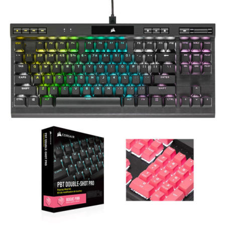 [CORSAIR]커세어 K70 RGB TKL CHAMPION 기계식 키보드 저소음 적축 ＋ PBT 이중사출 프로 한글 키캡 핑크