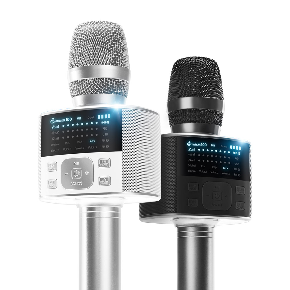 블루투스마이크 노래방마이크 휴대용 차량용 가정용 마이크 M100 블랙