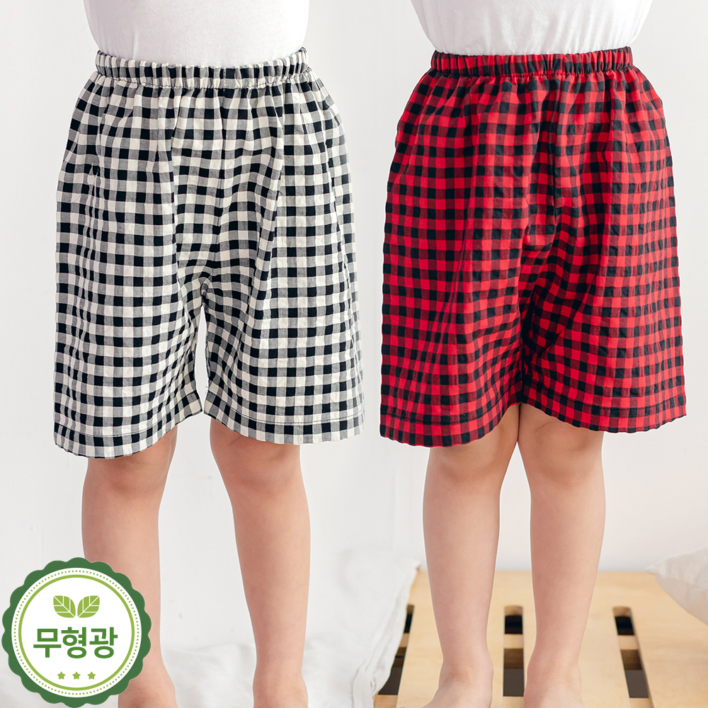 유아 여아 남아 여름 체크 파자마 실내복 바지 PJ체크 아동 - 메인 이미지