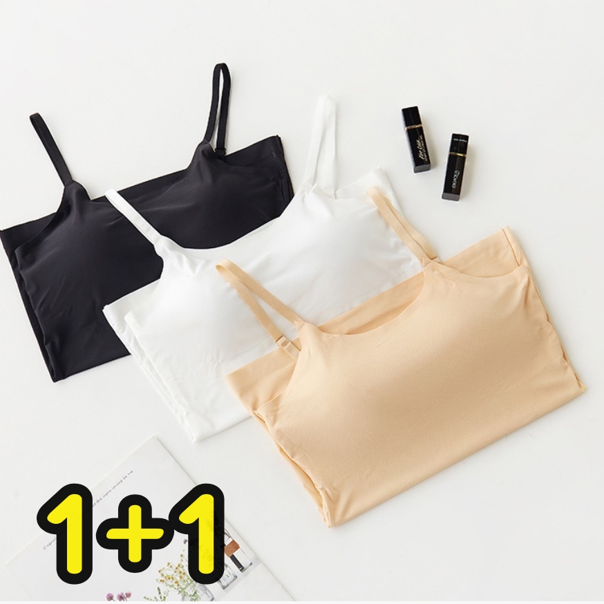 시원한 여름 브라렛 1+1 스포츠 브라 c컵 뽕없는 골프 브라 탑 냉장고 노와이어 입는 - 상품 이미지