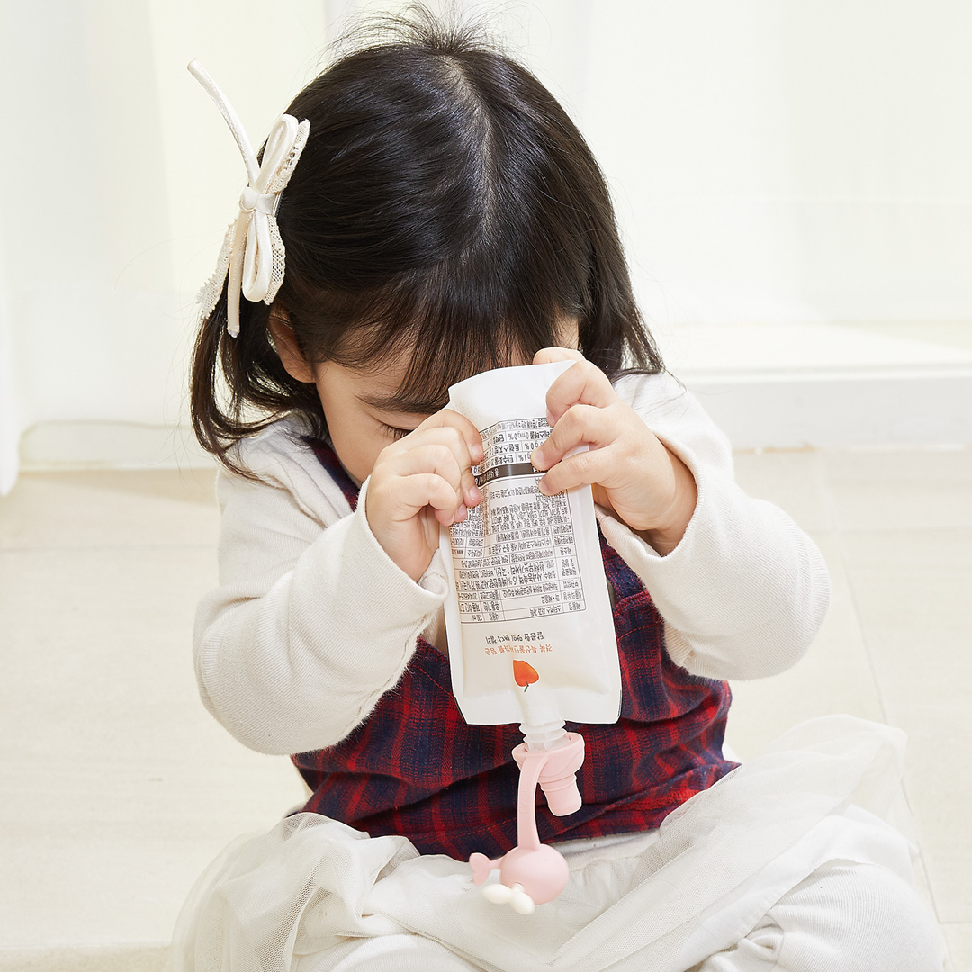 퍼기 유아 이유식 파우치토퍼 음료 흘림방지 고래캡 핑크 민트 2p