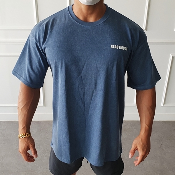 비스트모드 헤비코튼 피그먼트 헬스 오버핏 반팔 티셔츠 짐웨어 BSMD - 상세 이미지 2